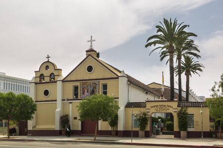 Los Angeles, USA - May 30 2018: Our Lady Queen of Angels Catholic Church, Downtown Los Angeles, California, United States of America.のeditorial素材