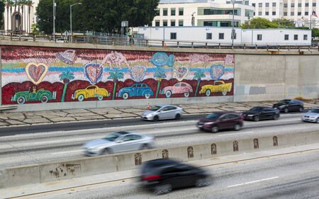 Los Angeles, USA - May 30 2018: Freeway, Downtown Los Angeles, California, United States of America.のeditorial素材