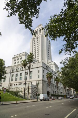 Los Angeles, USA - May 30 2018: Los Angeles City Hall, downtown Los Angeles, California, United States of America.のeditorial素材