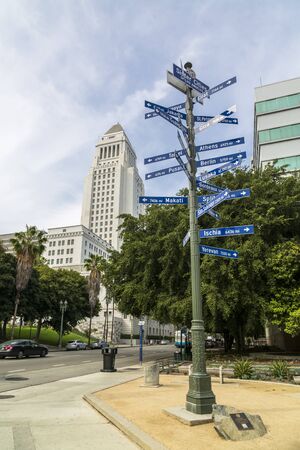 Los Angeles, USA - May 30 2018: Los Angeles City Hall, downtown Los Angeles, California, United States of America.のeditorial素材