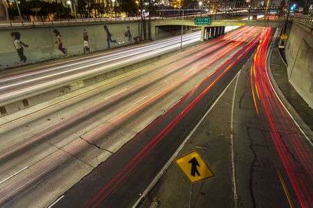 Los Angeles, USA - May 30 2018: Freeway at night, Los Angeles, California, United States of America, North Americaのeditorial素材