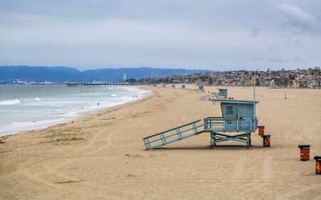 Los Angeles, USA - May 31 2018: Hermosa Beach and Manhattan Beach Pier, California, United States of America, North Americaのeditorial素材