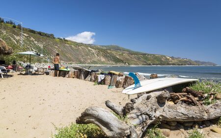 Malibu, USA - May 31 2018: Surfer at Pacific Coast, California, United States of America, North Americaのeditorial素材