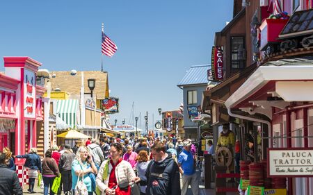 Monterey, USA - June 1 2018: Fishermans Wharf, Monterey Bay, Peninsula, Monterey, Pacific Ocean, California, United States of America North Americaのeditorial素材