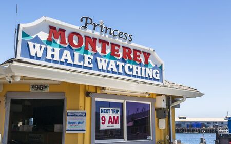 Monterey, USA - June 1 2018: Fishermans Wharf, Monterey Bay, Peninsula, Monterey, Pacific Ocean, California, United States of America North Americaのeditorial素材