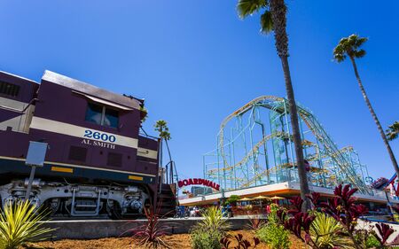 Santa Cruz, USA - June 2 2018: Santa Cruz Big trees and Pacific Railway train, Santa Cruz, California, United States of America, North Americaのeditorial素材