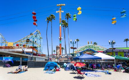 Santa Cruz, USA - June 2 2018: Santa Cruz beach, Santa Cruz, California, United States of America, North Americaのeditorial素材