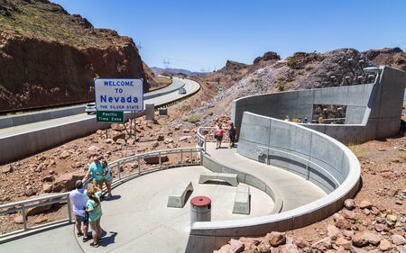 Hoover Dam, USA - May 25 2018: Hoover Dam and lake, border of Arizona and Nevada, United States of America, North Americaのeditorial素材