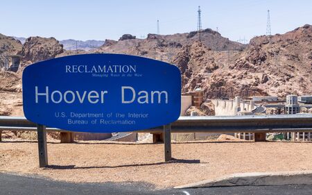 Hoover Dam, USA - May 25 2018: Hoover Dam and lake, border of Arizona and Nevada, United States of America, North Americaのeditorial素材