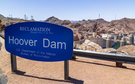 Hoover Dam, USA - May 25 2018: Hoover Dam and lake, border of Arizona and Nevada, United States of America, North Americaのeditorial素材
