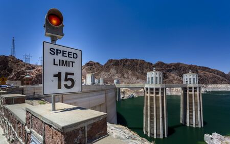 Hoover Dam, USA - May 25 2018: Hoover Dam and lake, border of Arizona and Nevada, United States of America, North Americaのeditorial素材