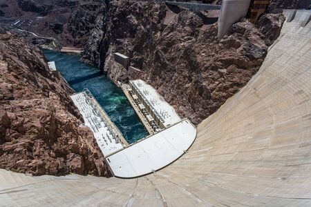 Hoover Dam and lake, border of Arizona and Nevada, United States of America, North Americaの写真素材