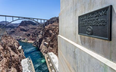 Hoover Dam, USA - May 25 2018: Hoover Dam and lake, border of Arizona and Nevada, United States of America, North Americaのeditorial素材