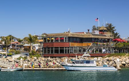 Santa Cruz, USA - June 2 2018: Santa Cruz Yacht Club at Santa Cruz harbor, Santa Cruz, California, United States of America, North Americaのeditorial素材