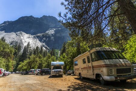 YOSEMITE, USA - JUNE 3, 2018: RV vehicles in Yosemite National Park Californiaのeditorial素材