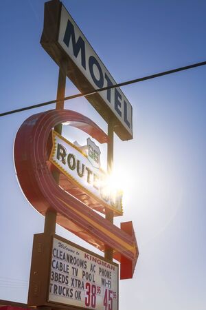 Kingsman, USA - MAY 26, 2018: Route 66 Motel Sign, Kingman, Arizona United States of America North Americaのeditorial素材