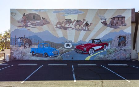Kingsman, USA - MAY 26, 2018: Mural on Route 66, Kingman, Arizona United States of America North Americaのeditorial素材