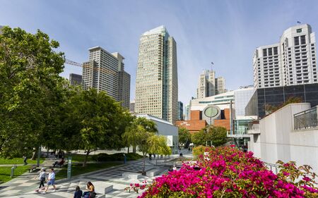 San Francisco, USA - June 9 2018: Yerba Buena Gardens and San Francisco Museum of Modern Art, California, United States of America, North Americaのeditorial素材