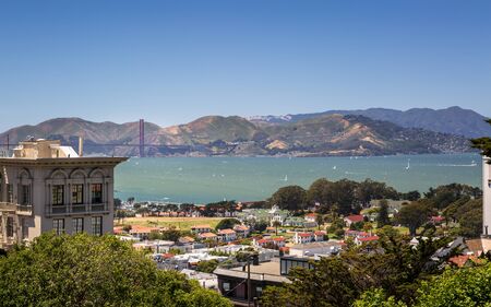 San Francisco, USA - June 11 2018: View of Golden gate Bridge, San Francisco, California, USA, North Americaのeditorial素材