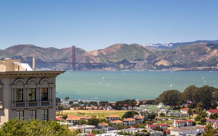San Francisco, USA - June 11 2018: View of Golden gate Bridge, San Francisco, California, USA, North Americaのeditorial素材