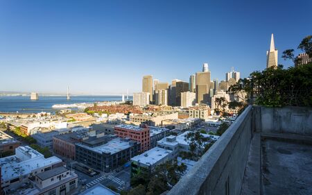San Francisco, USA - June 12 2018: The Transamerica Pyramid in the financial district of downtown San Francisco, California, United States of America, USAのeditorial素材