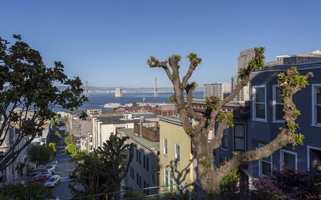 San Francisco, USA - June 12 2018: View of Oakland Bay Bridge, San Francisco, California, United States of America, USAのeditorial素材