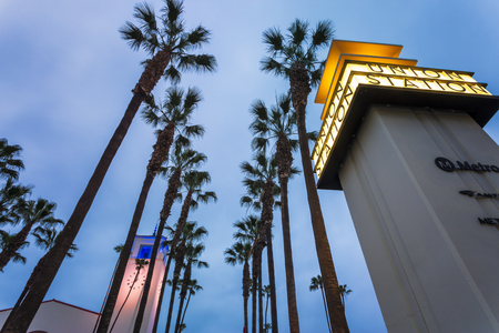 Union Station at dusk, Downtown Los Angeles, California, United States of America.のeditorial素材