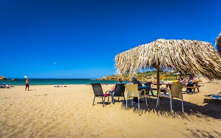 Crete, Greece - April 22 2018: Beach Canteen Iguana, Crete, Greek Islands Greece Europeのeditorial素材