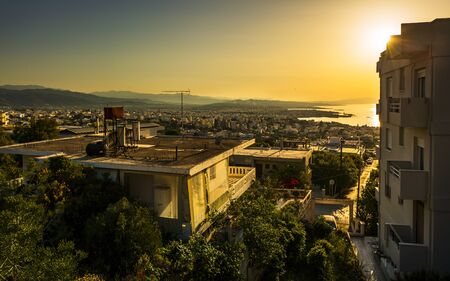 Crete, Greece - April 22 2018: Sunset over Chania, Crete, Greek Islands Greece Europeaのeditorial素材