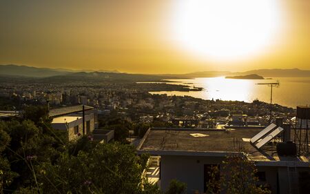 Crete, Greece - April 22 2018: Sunset over Chania, Crete, Greek Islands Greece Europeaのeditorial素材