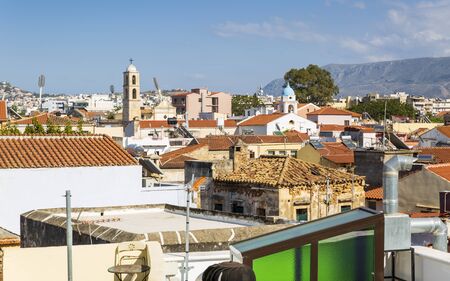 Crete, Greece - April 23 2018: Town's rooftop skyline, Crete, Greek Islands Greece Europeのeditorial素材