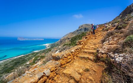 Crete, Greece - April 25 2018: Balos Bay Beach, Gramvousa Peninsula, Crete, Greek Islands Greece Europeのeditorial素材