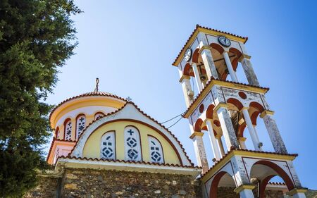 Crete, Greece - April 27 2018: Church in village of Elos, Kissamos, Crete, Greek Islands Greece Europeのeditorial素材