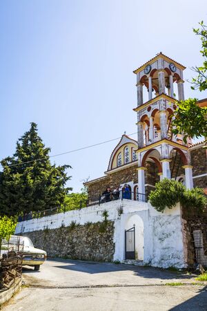 Crete, Greece - April 27 2018: Church in village of Elos, Kissamos, Crete, Greek Islands Greece Europeのeditorial素材