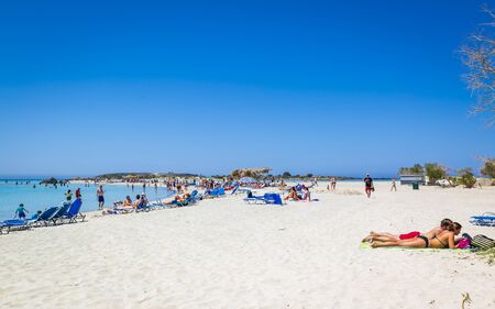 Crete, Greece - April 27 2018: Elafonissi Beach, Chania region, Crete Greek Islands Greece Europeのeditorial素材