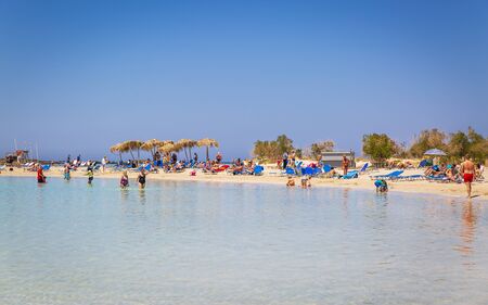 Crete, Greece - April 27 2018: Elafonissi Beach, Chania region, Crete Greek Islands Greece Europeのeditorial素材
