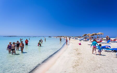 Crete, Greece - April 27 2018: Elafonissi Beach, Chania region, Crete Greek Islands Greece Europeのeditorial素材