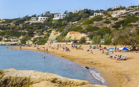 Crete, Greece - April 28 2018: Kalathas beach, Crete Greek Islands Greece Europeのeditorial素材