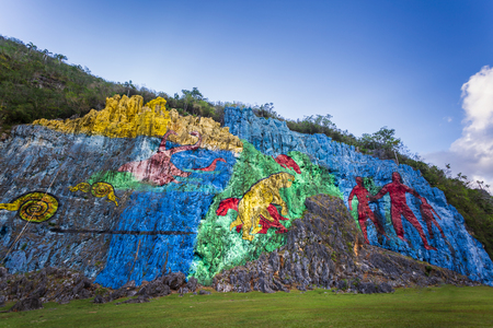 Mural de la Prehistoria, Vinales, UNESCO, Pinar del Rio Province, Cuba, West Indies, Caribbean Central Americaのeditorial素材