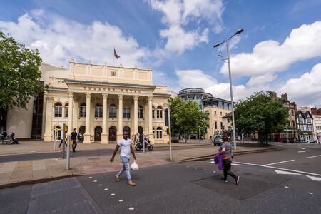 NOTTINGHAM, UK - AUGUST 07 2019: The 19th Century Facade of the Theatre Royal, Nottinghamのeditorial素材