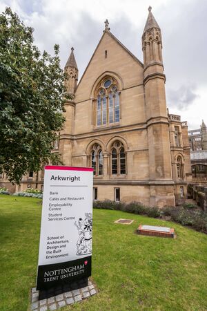 Nottingham, England - August 07, 2019: Newton and Arkwright Buildings Nottingham Trent University, Nottingham United Kingdomのeditorial素材