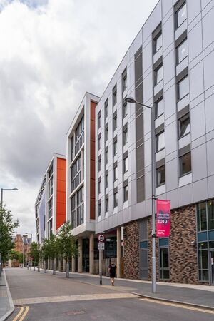 Nottingham, UK - August 07 2019: Trent University Student Union, Nottingham, England, UK. Nottingham is known for its links to the legend of Robin Hood and lace-making, bicycle and tobacco industries.のeditorial素材