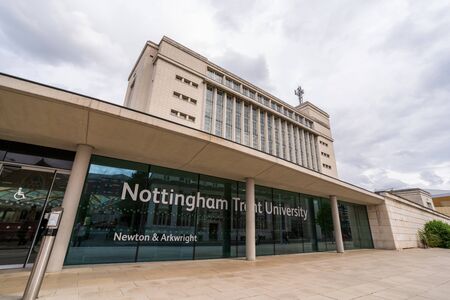 Nottingham, England - August 07, 2019: Newton and Arkwright Buildings Nottingham Trent University, Nottingham United Kingdomのeditorial素材