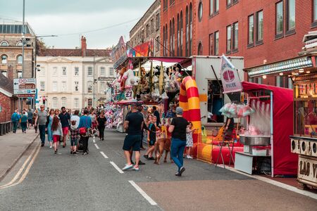 BRISTOL, ENGLAND - JULY 21, 2019: Street Fair and merchandise for sale at Bristol Harbour Festival in Bristol, United Kingdom, Europeのeditorial素材