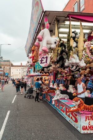 BRISTOL, ENGLAND - JULY 21, 2019: Street Fair and merchandise for sale at Bristol Harbour Festival in Bristol, United Kingdom, Europeのeditorial素材