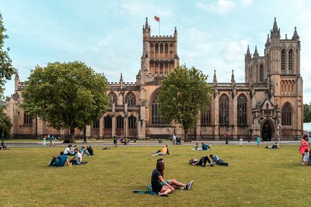 BRISTOL, ENGLAND - JULY 21, 2019: Bristol Cathedral seen from College square, Bristol UKのeditorial素材