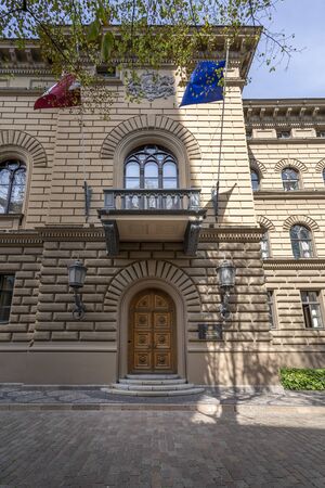 RIGA, LATVIA - AUGUST 16, 2019: Saema - Government office, Old Town, UNESCO World Heritage Site, Riga Latvia Europeのeditorial素材