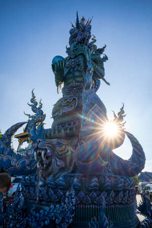 Chiang Rai / Thailand - January 1st 2020: Wat Rong Suea Ten Blue Temple in Chiang Rai, Thailand, Southeast Asia, Asiaのeditorial素材
