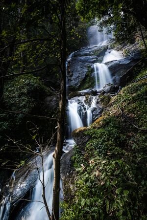 Long exposure Wachiratharn Waterfall, Doi Inthanon National Park, Chiang Mai, Thailand, Southeast...