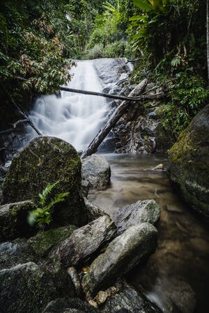 Wachiratharn Waterfall, Doi Inthanon National Park, Chiang Mai, Thailand, Southeast Asia Asiaの写真素材